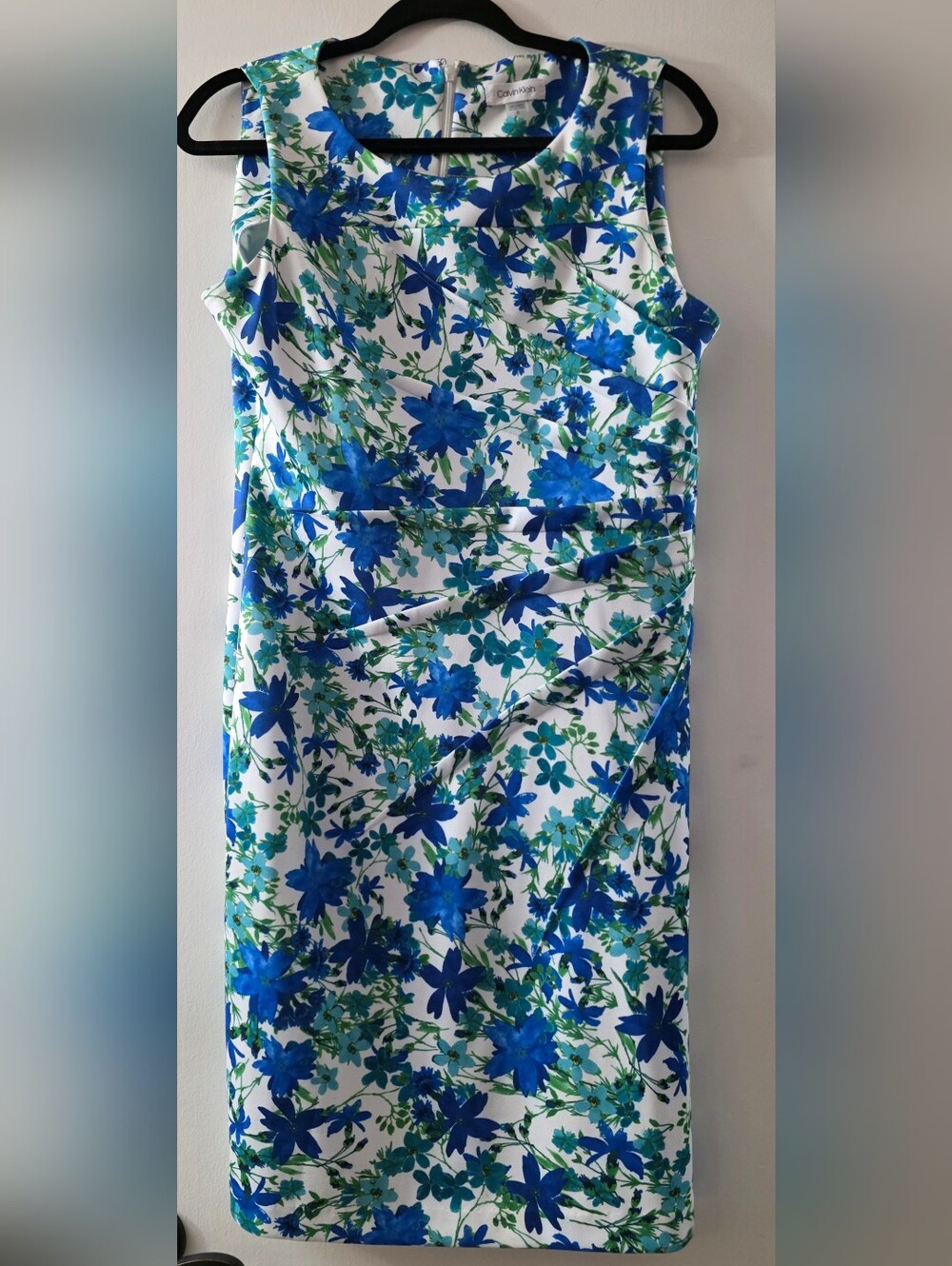 Calvin Klein Blue & Green Floral Sleeveless Dress